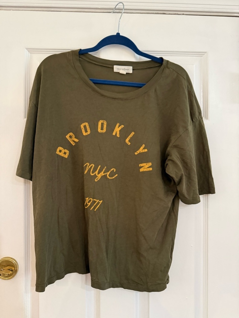 Treasure & Bond Olive Green Crewneck Tee with Subtle Logo